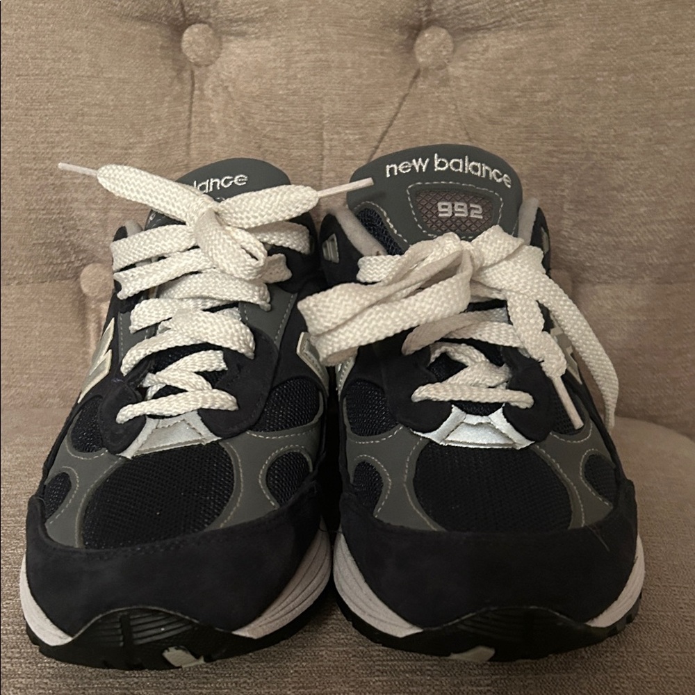 New Balance USA 992 Navy and Gray Sneakers